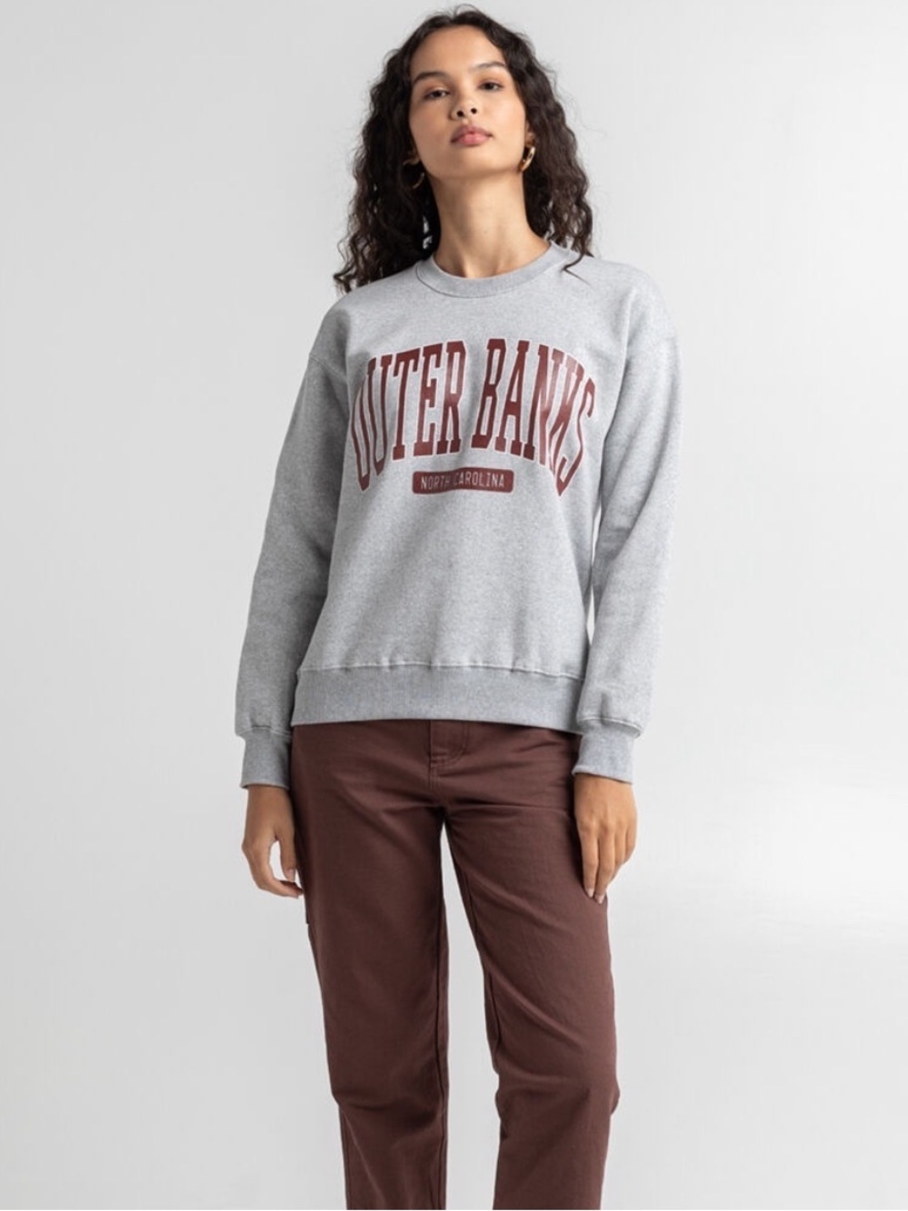 Sweatshirt Full Tilt Tillys Outer Banks NC Graphic Grey Crewneck